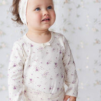 Organic Cotton Long Sleeve Top - Sweet William Floral Natural Childrens Top from Jamie Kay Australia