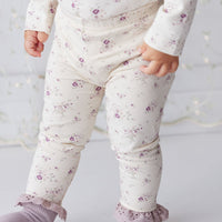 Organic Cotton Everyday Legging - Sweet William Floral Natural Childrens Legging from Jamie Kay Australia