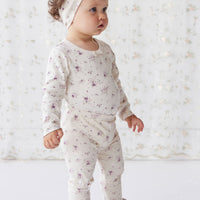 Organic Cotton Everyday Legging - Sweet William Floral Natural Childrens Legging from Jamie Kay Australia