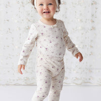 Organic Cotton Everyday Legging - Sweet William Floral Natural Childrens Legging from Jamie Kay Australia