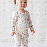 Organic Cotton Long Sleeve Top - Sweet William Floral Natural Childrens Top from Jamie Kay Australia