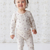 Organic Cotton Everyday Legging - Sweet William Floral Natural Childrens Legging from Jamie Kay Australia