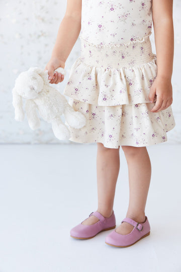 Organic Cotton Ruby Skirt - Sweet William Floral Natural Childrens Skirt from Jamie Kay Australia