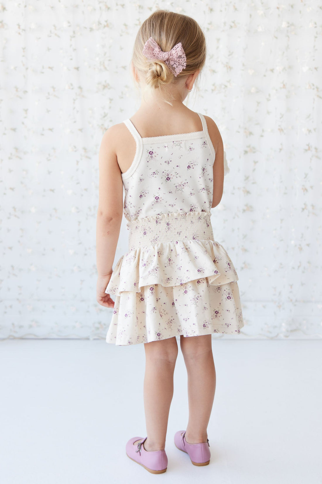 Organic Cotton Ruby Skirt - Sweet William Floral Natural Childrens Skirt from Jamie Kay Australia