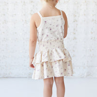 Organic Cotton Ruby Skirt - Sweet William Floral Natural Childrens Skirt from Jamie Kay Australia