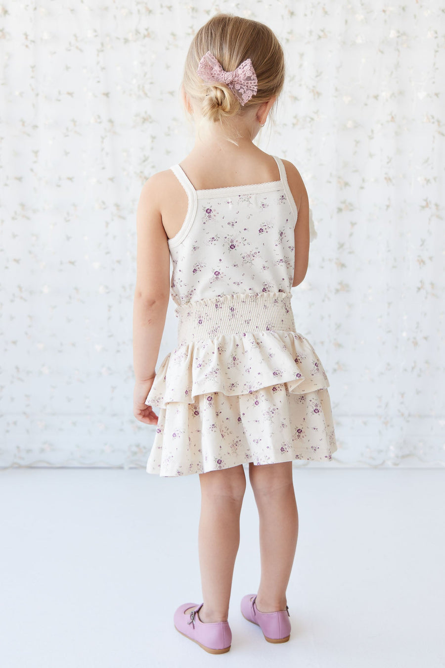 Organic Cotton Ruby Skirt - Sweet William Floral Natural Childrens Skirt from Jamie Kay Australia