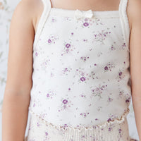 Organic Cotton Singlet - Sweet William Floral Natural Childrens Singlet from Jamie Kay Australia