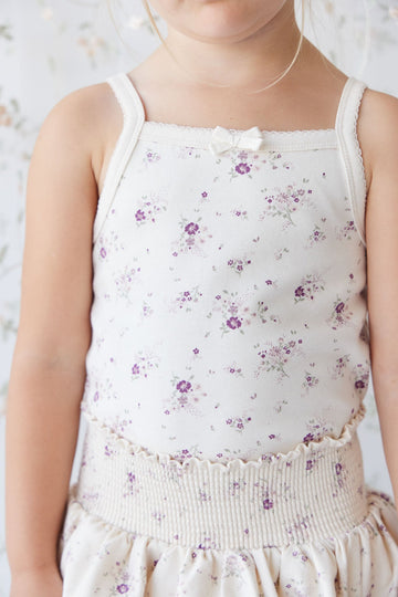 Organic Cotton Singlet - Sweet William Floral Natural Childrens Singlet from Jamie Kay Australia