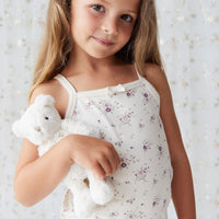 Organic Cotton Singlet - Sweet William Floral Natural Childrens Singlet from Jamie Kay Australia