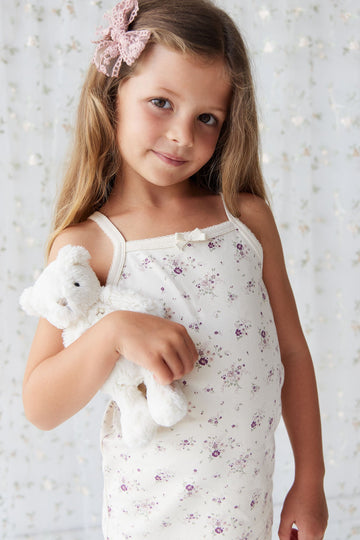 Organic Cotton Singlet - Sweet William Floral Natural Childrens Singlet from Jamie Kay Australia