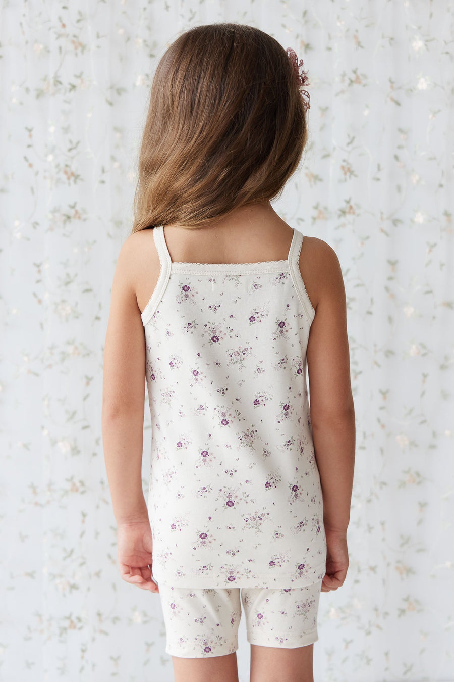 Organic Cotton Singlet - Sweet William Floral Natural Childrens Singlet from Jamie Kay Australia