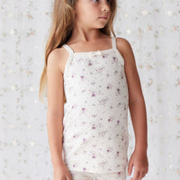 Organic Cotton Singlet - Sweet William Floral Natural Childrens Singlet from Jamie Kay Australia