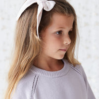 Organic Cotton Bow - Addie Lilac Childrens Hair Bow from Jamie Kay Australia