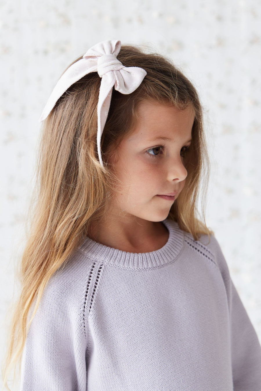 Organic Cotton Bow - Addie Lilac Childrens Hair Bow from Jamie Kay Australia