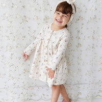 Organic Cotton Poppy Dress - Sweet William Floral Natural Childrens Dress from Jamie Kay Australia