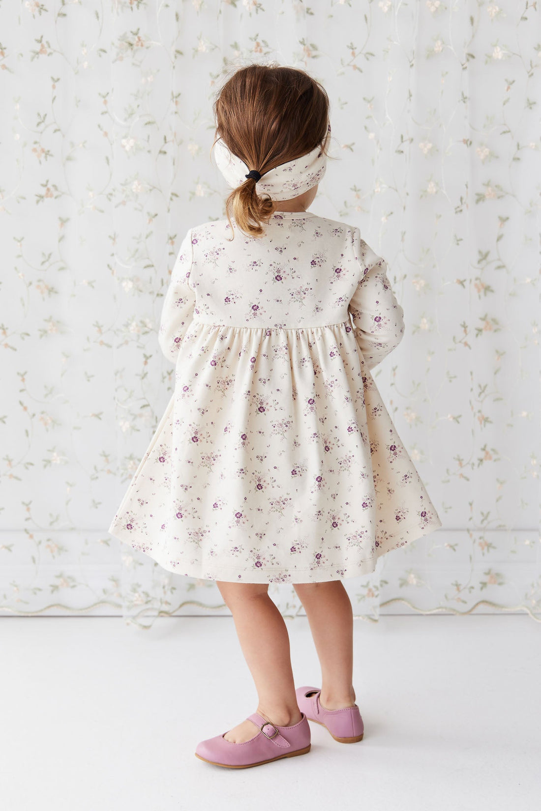 Organic Cotton Poppy Dress - Sweet William Floral Natural Childrens Dress from Jamie Kay Australia