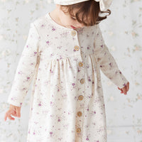 Organic Cotton Poppy Dress - Sweet William Floral Natural Childrens Dress from Jamie Kay Australia