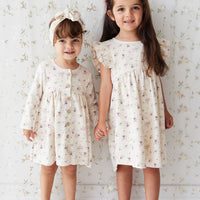 Organic Cotton Ada Dress - Sweet William Floral Natural Childrens Dress from Jamie Kay Australia