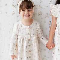 Organic Cotton Poppy Dress - Sweet William Floral Natural Childrens Dress from Jamie Kay Australia