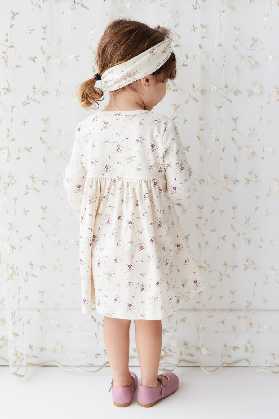 Organic Cotton Poppy Dress - Sweet William Floral Natural Childrens Dress from Jamie Kay Australia