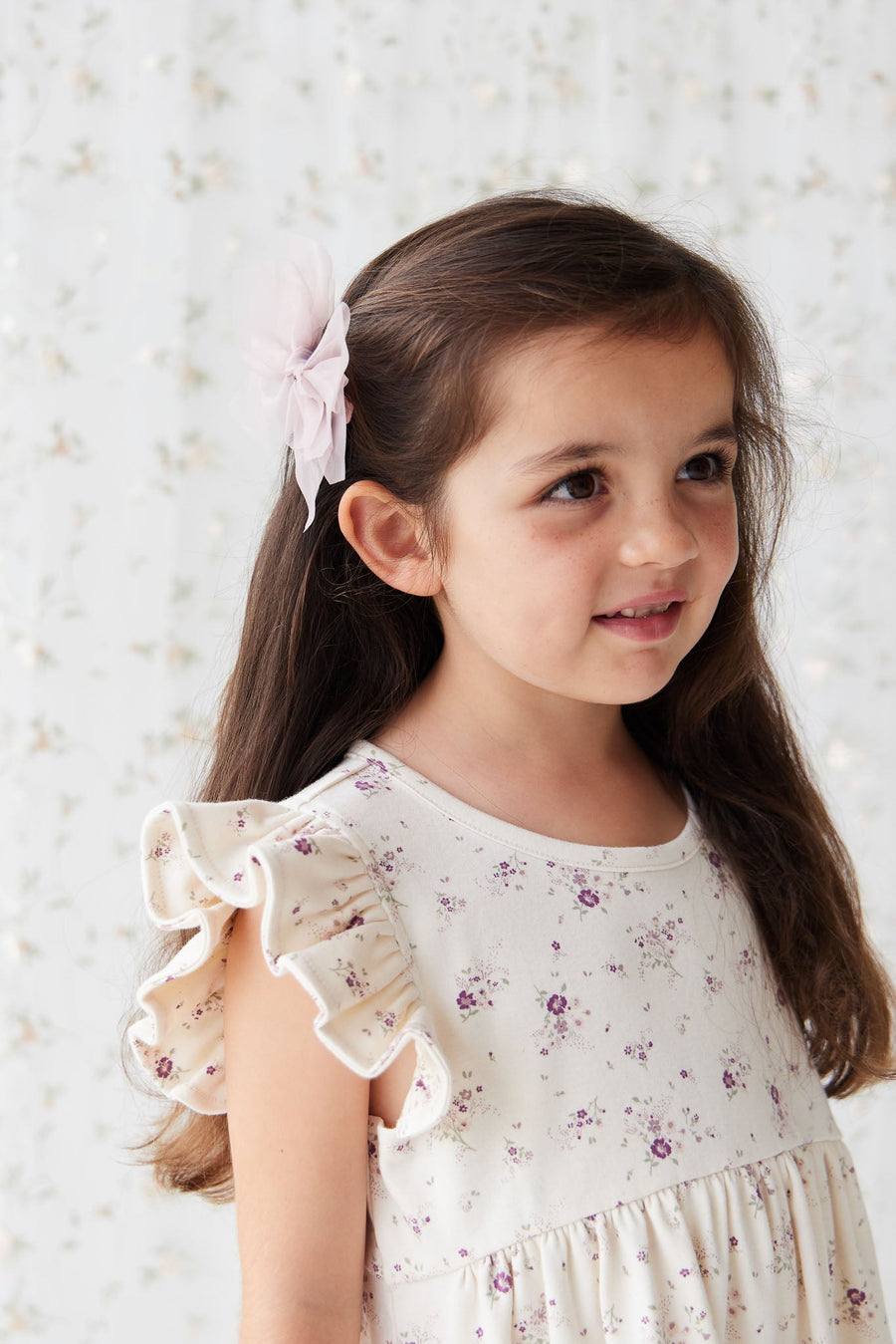 Organic Cotton Ada Dress - Sweet William Floral Natural Childrens Dress from Jamie Kay Australia