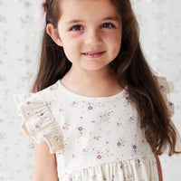 Organic Cotton Ada Dress - Sweet William Floral Natural Childrens Dress from Jamie Kay Australia