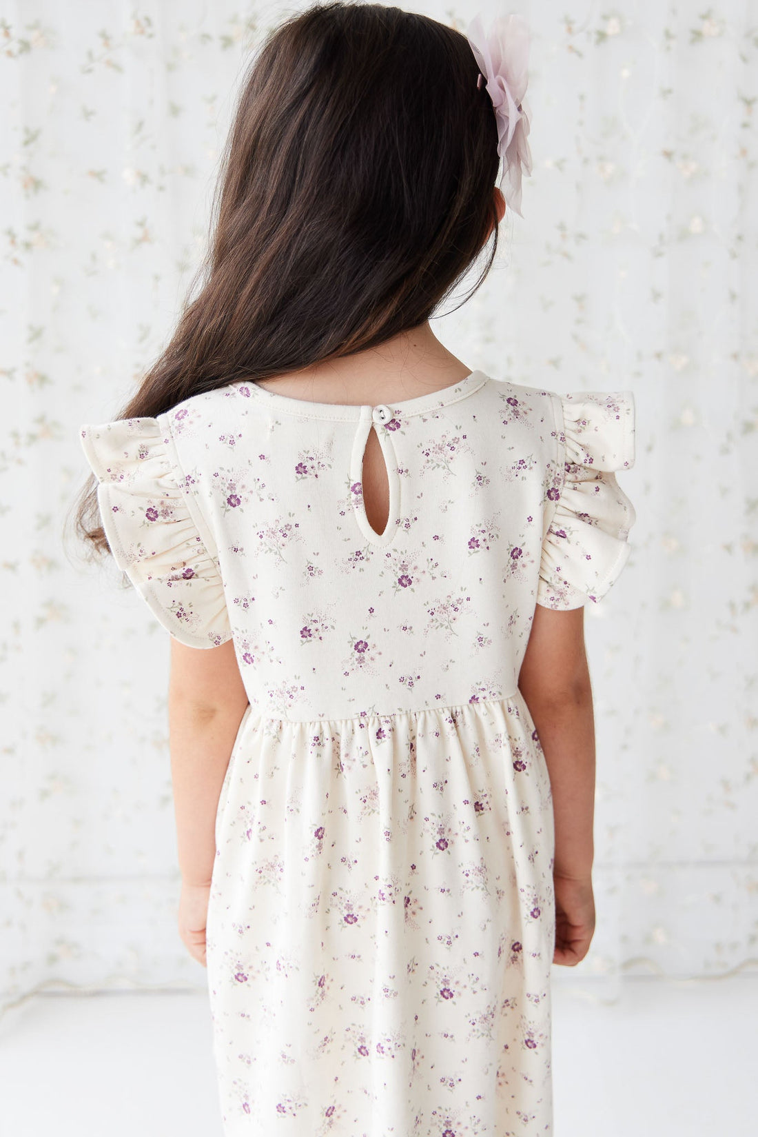 Organic Cotton Ada Dress - Sweet William Floral Natural Childrens Dress from Jamie Kay Australia