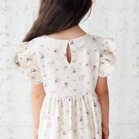 Organic Cotton Ada Dress - Sweet William Floral Natural Childrens Dress from Jamie Kay Australia