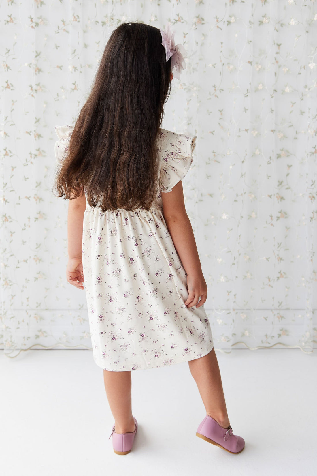 Organic Cotton Ada Dress - Sweet William Floral Natural Childrens Dress from Jamie Kay Australia