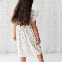 Organic Cotton Ada Dress - Sweet William Floral Natural Childrens Dress from Jamie Kay Australia