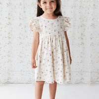 Organic Cotton Ada Dress - Sweet William Floral Natural Childrens Dress from Jamie Kay Australia