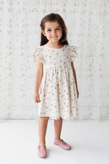 Organic Cotton Ada Dress - Sweet William Floral Natural Childrens Dress from Jamie Kay Australia