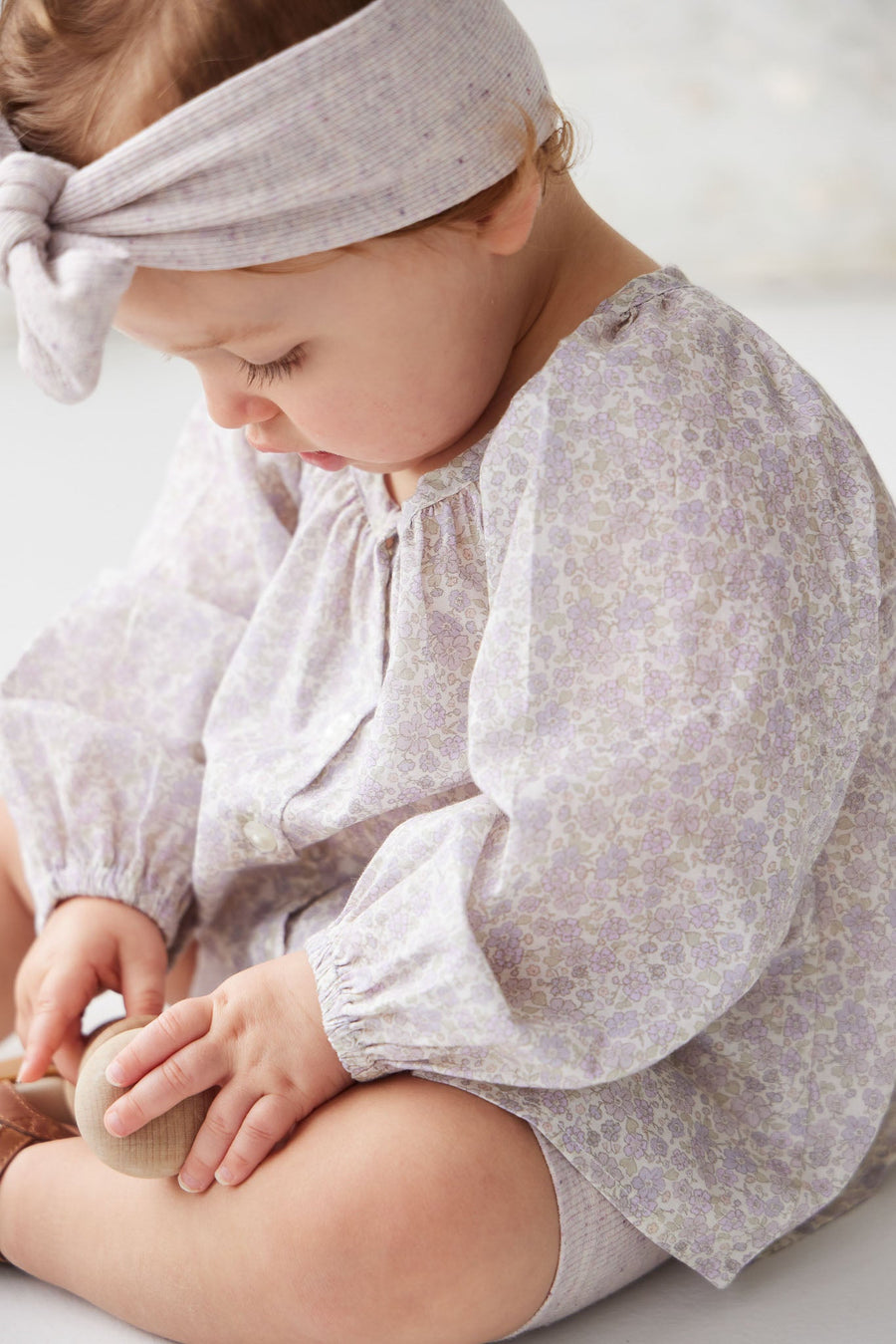 Organic Cotton Fine Rib Lilian Headband - Lavender Fleck Childrens Headband from Jamie Kay Australia