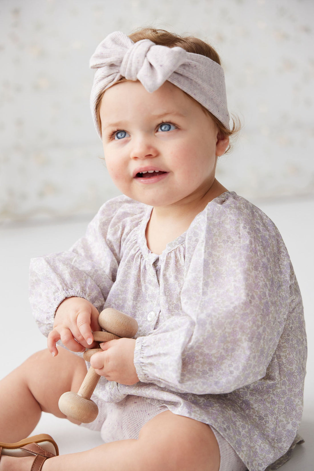 Organic Cotton Fine Rib Lilian Headband - Lavender Fleck Childrens Headband from Jamie Kay Australia