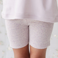 Organic Cotton Fine Rib Elisa Bike Short - Lavender Fleck Childrens Short from Jamie Kay Australia