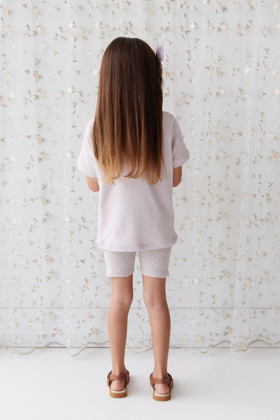 Organic Cotton Fine Rib Elisa Bike Short - Lavender Fleck Childrens Short from Jamie Kay Australia