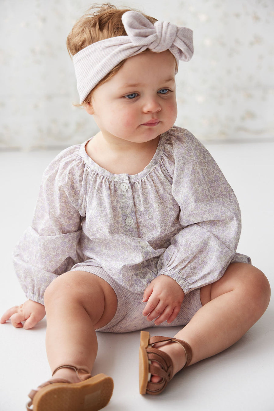 Organic Cotton Fine Rib Lilian Headband - Lavender Fleck Childrens Headband from Jamie Kay Australia