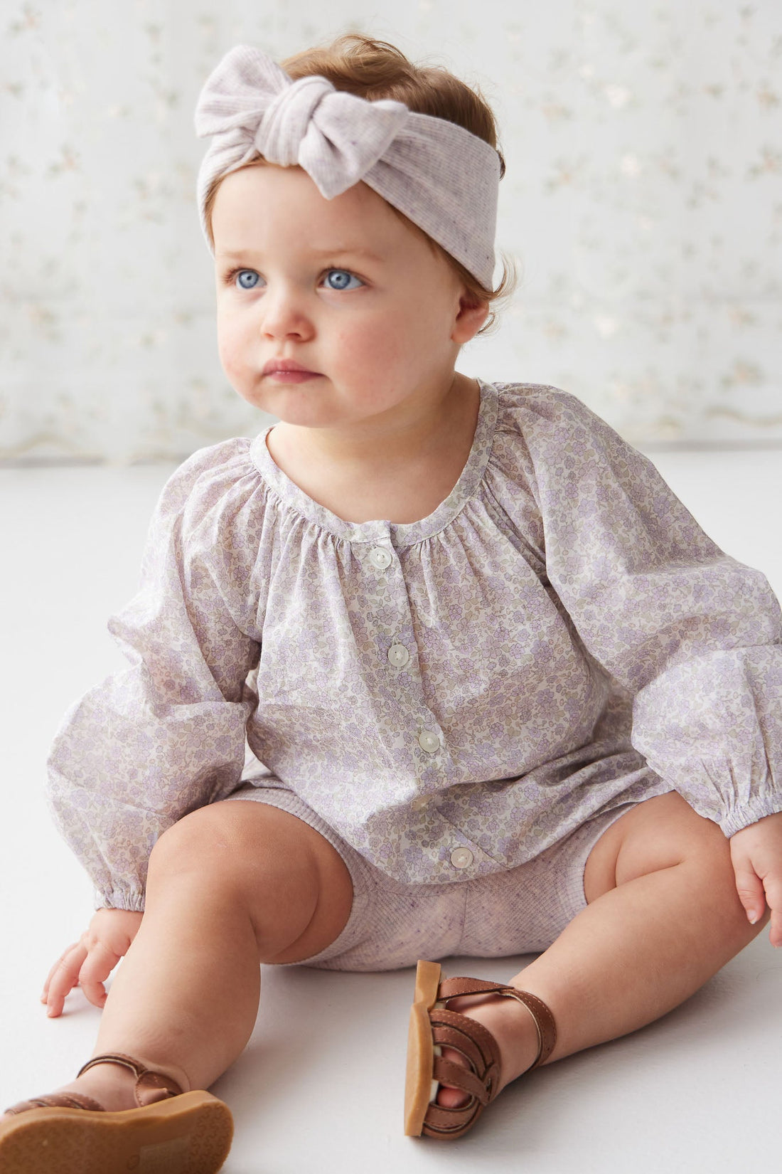 Organic Cotton Fine Rib Lilian Headband - Lavender Fleck Childrens Headband from Jamie Kay Australia