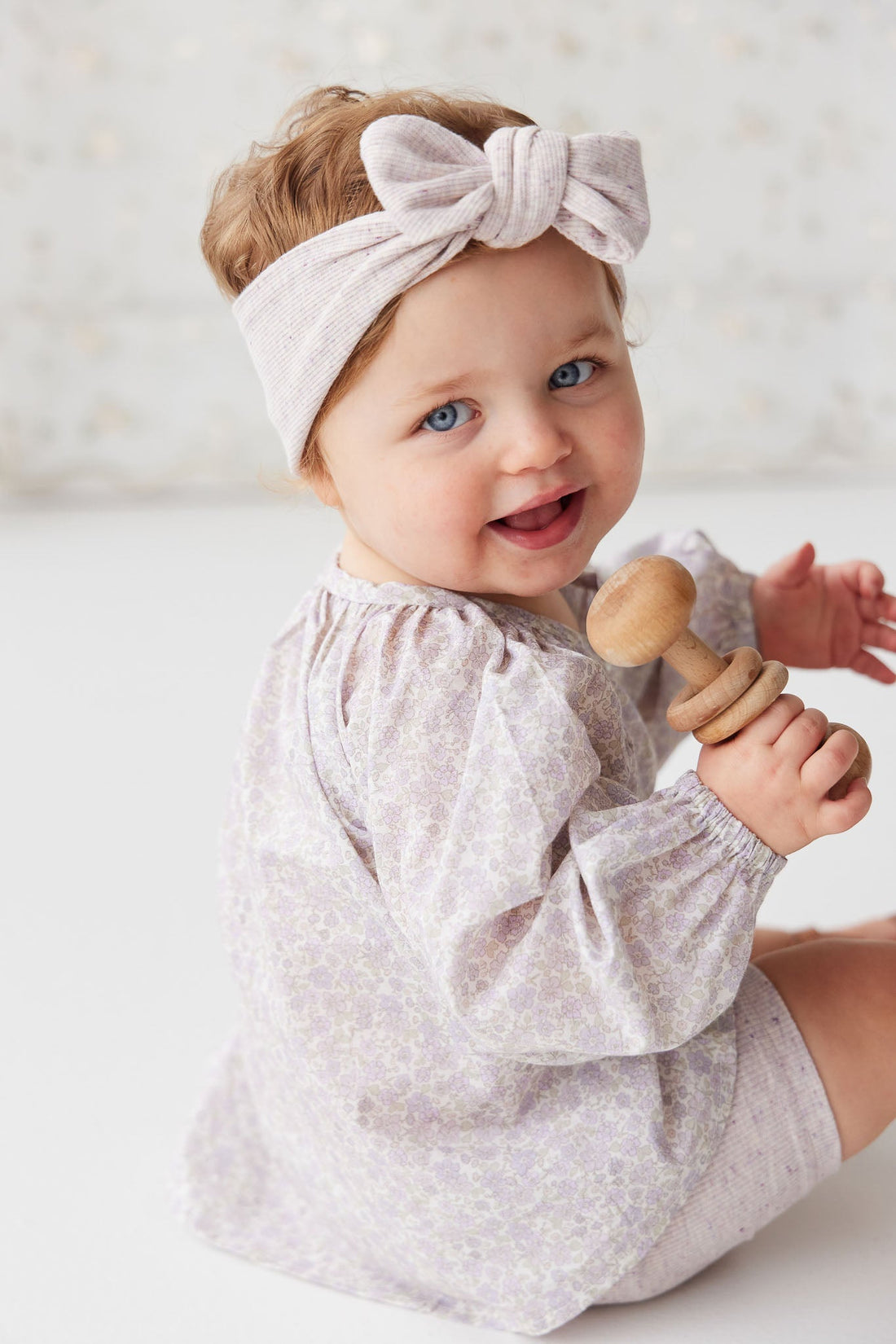 Organic Cotton Fine Rib Lilian Headband - Lavender Fleck Childrens Headband from Jamie Kay Australia