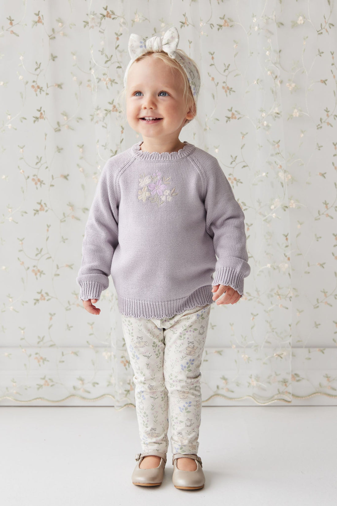 Organic Cotton Everyday Legging - Moons Garden Lavender Childrens Legging from Jamie Kay Australia