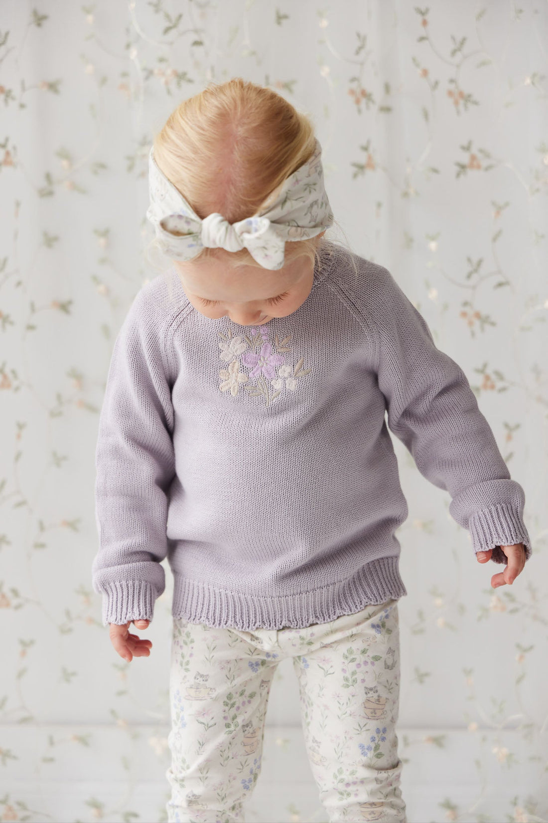 Organic Cotton Everyday Legging - Moons Garden Lavender Childrens Legging from Jamie Kay Australia