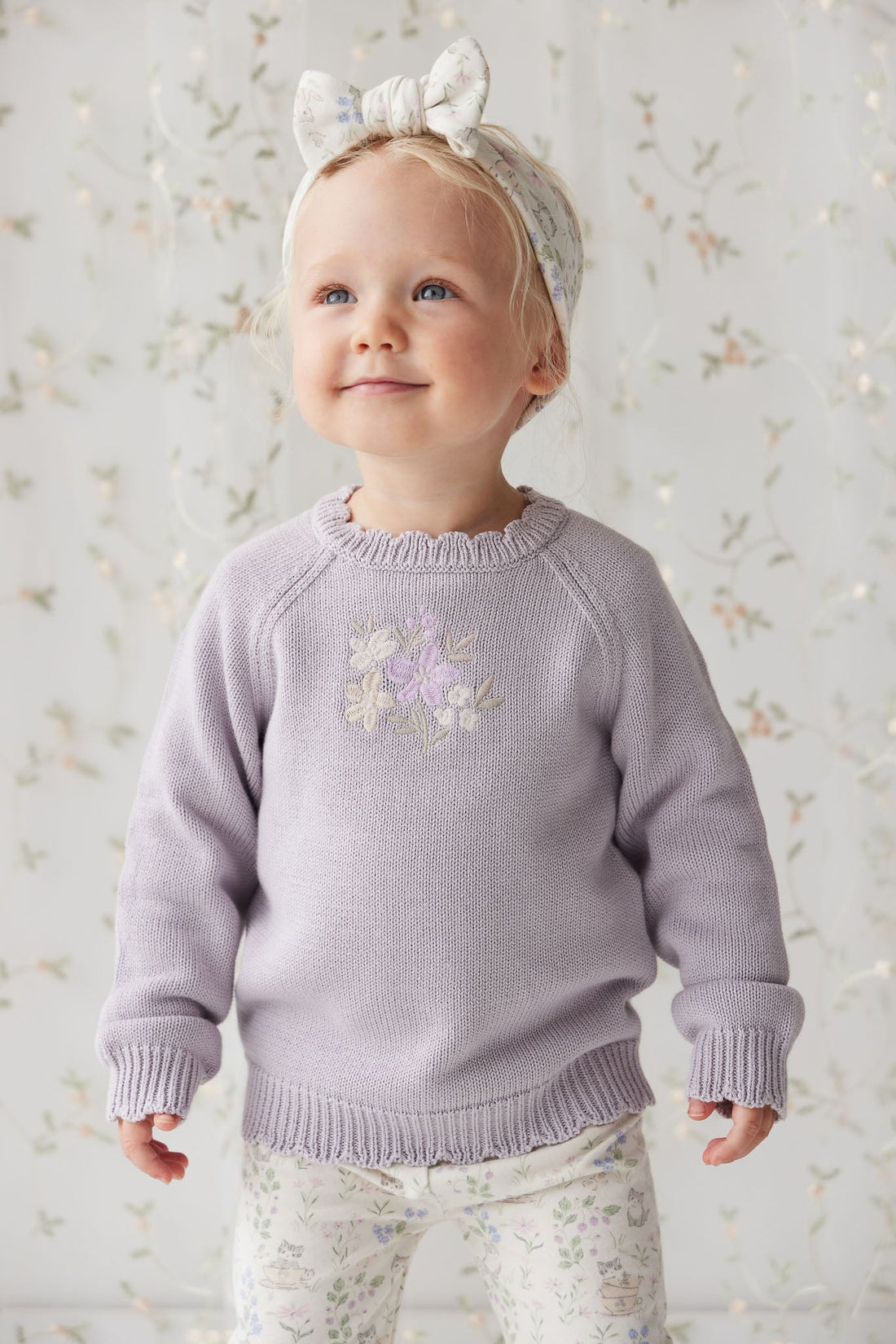 Audrey Knitted Jumper - Starling Goldie Bouquet Childrens Jumper from Jamie Kay Australia