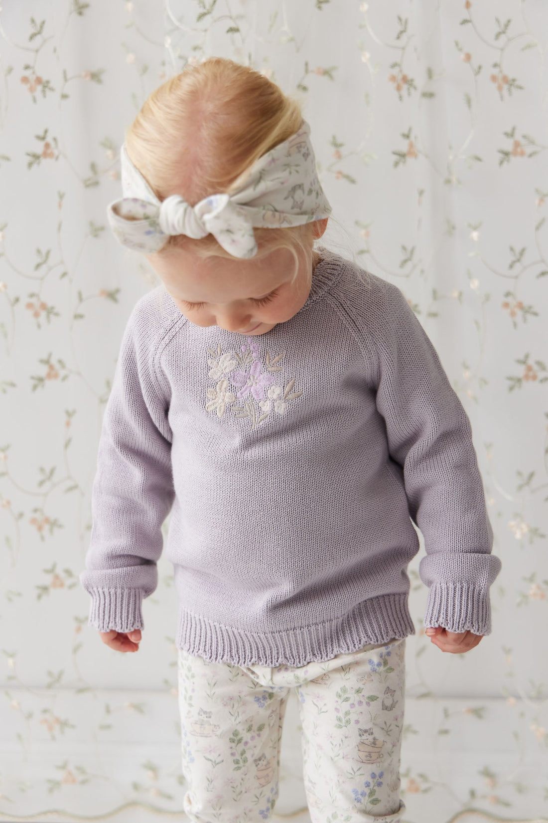 Audrey Knitted Jumper - Starling Goldie Bouquet Childrens Jumper from Jamie Kay Australia