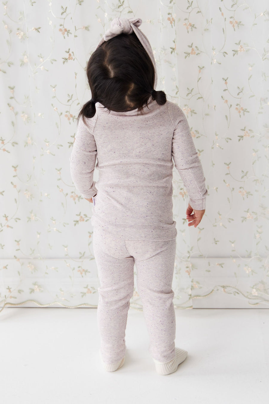 Organic Cotton Fine Rib Legging - Lavender Fleck Childrens Legging from Jamie Kay Australia