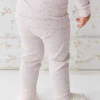 Organic Cotton Fine Rib Legging - Lavender Fleck Childrens Legging from Jamie Kay Australia