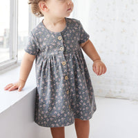 Organic Cotton Lola Dress - Rosalie Floral Lava Childrens Dress from Jamie Kay Australia