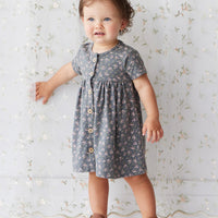 Organic Cotton Lola Dress - Rosalie Floral Lava Childrens Dress from Jamie Kay Australia