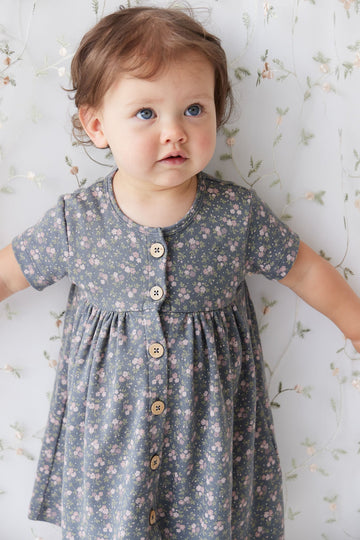 Organic Cotton Lola Dress - Rosalie Floral Lava Childrens Dress from Jamie Kay Australia