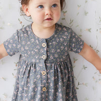 Organic Cotton Lola Dress - Rosalie Floral Lava Childrens Dress from Jamie Kay Australia