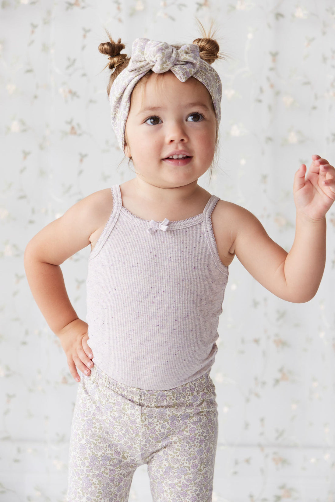 Organic Cotton Fine Rib Singlet - Lavender Fleck Childrens Singlet from Jamie Kay Australia